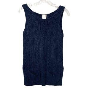 Anthro Far Away from Close Blue Wool Blend Tunic Chunky Knit Sweater Women's S